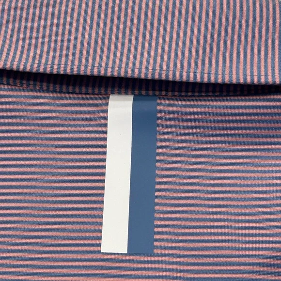Rhoback Polo Shirt Mens XL Pink Blue Striped Short Sleeve Performance Golf - Picture 5 of 6